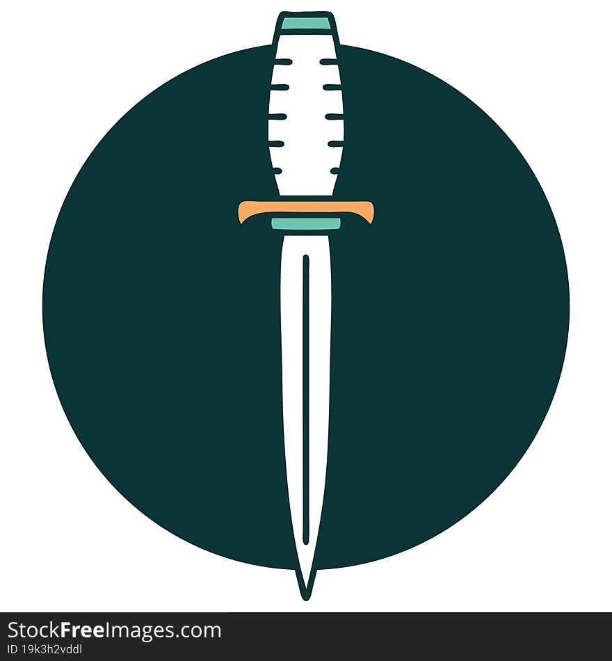 iconic tattoo style image of a dagger. iconic tattoo style image of a dagger