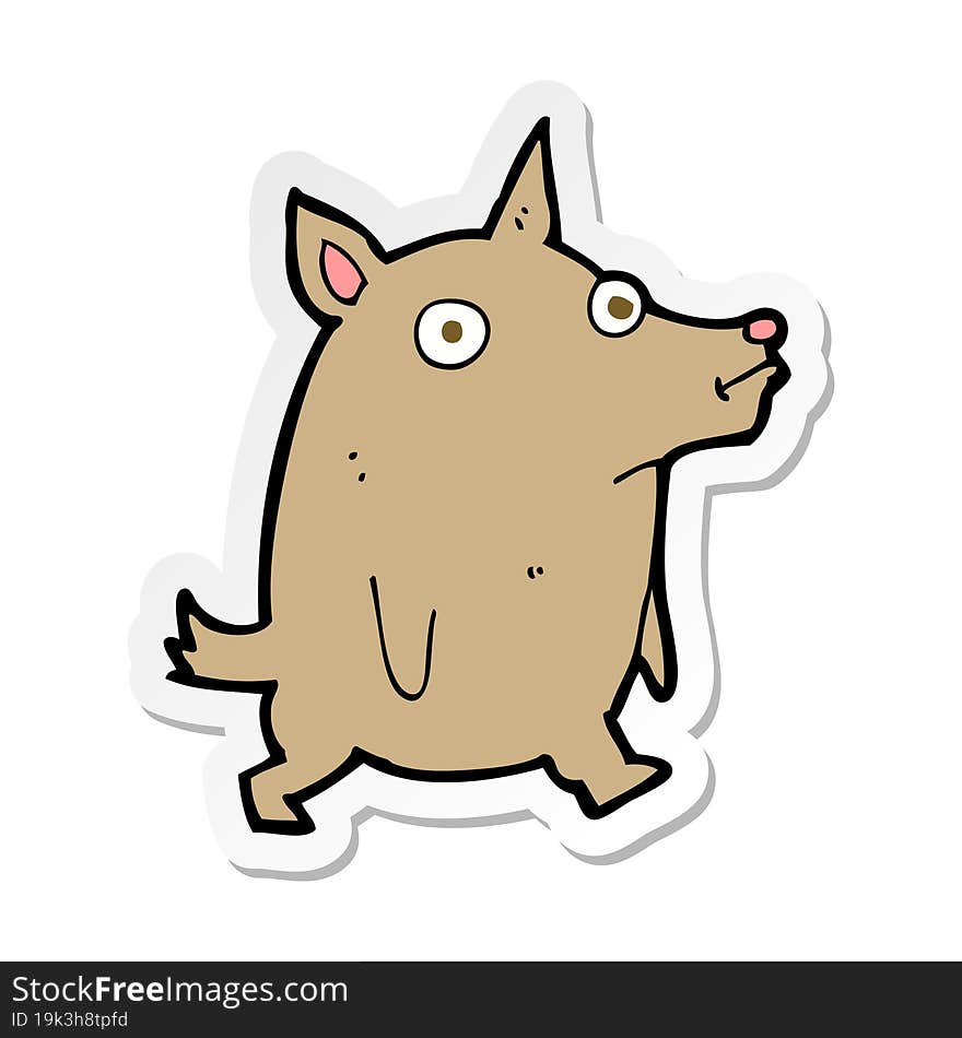 sticker of a cartoon funny little dog