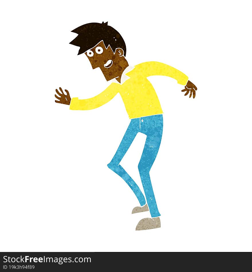 cartoon happy man dancing