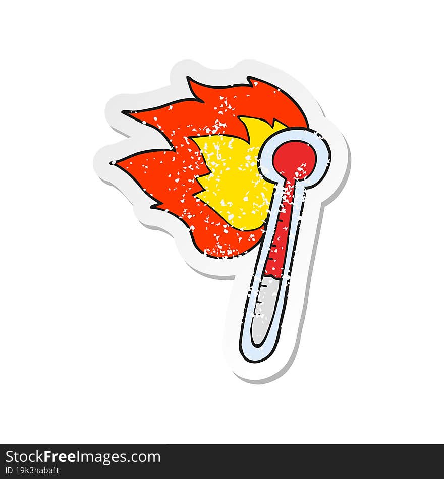 retro distressed sticker of a cartoon temperature gauge getting too hot