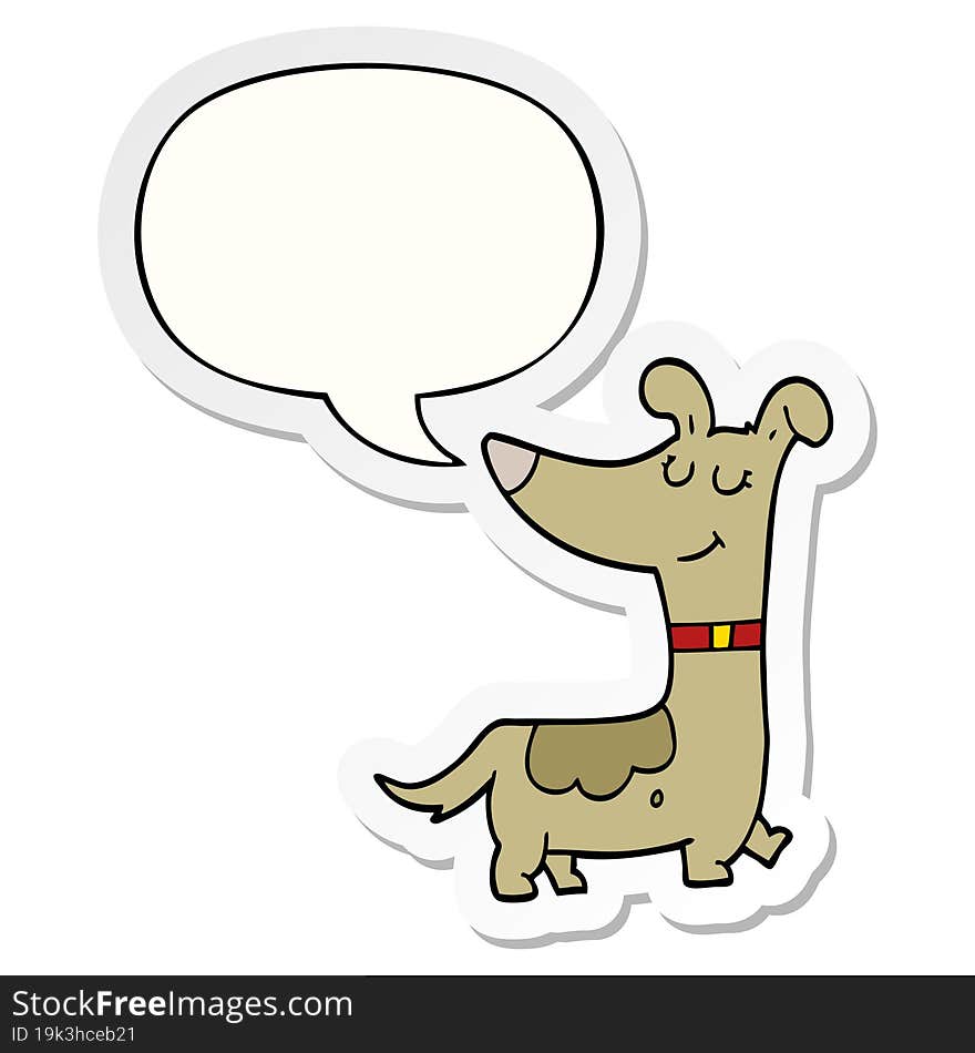 cartoon dog with speech bubble sticker. cartoon dog with speech bubble sticker