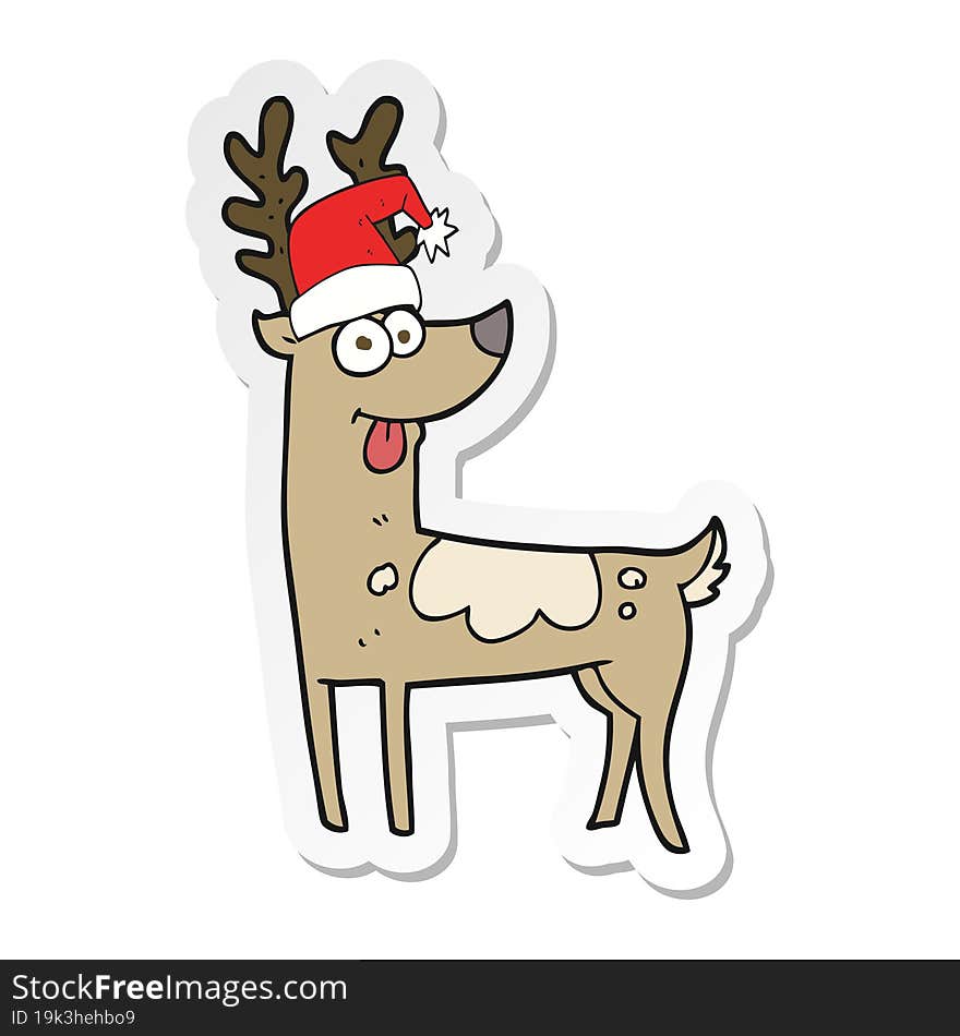 Sticker Of A Cartoon Crazy Reindeer