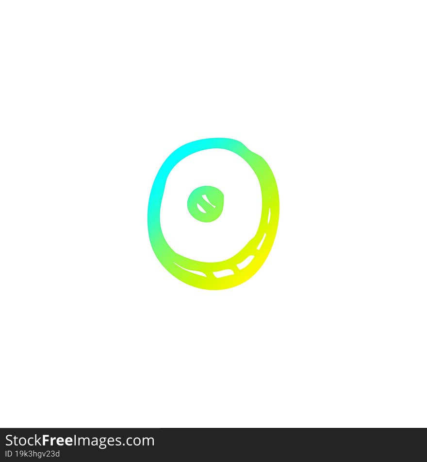 cold gradient line drawing of a cartoon letter o