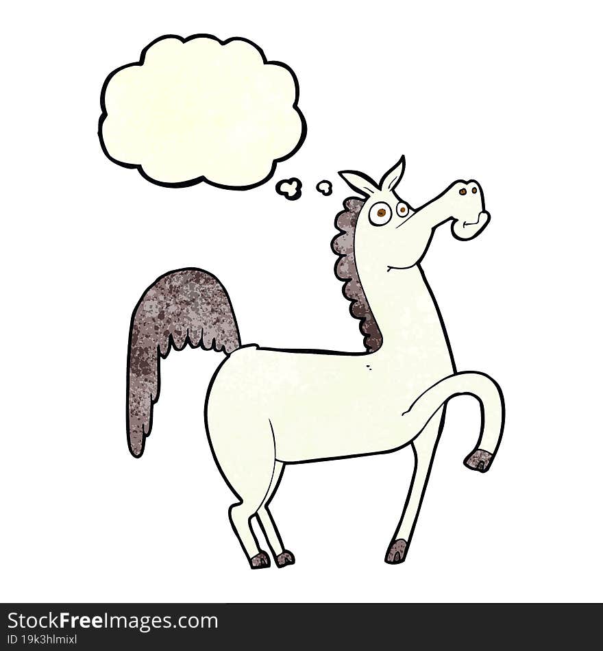 funny cartoon horse with thought bubble