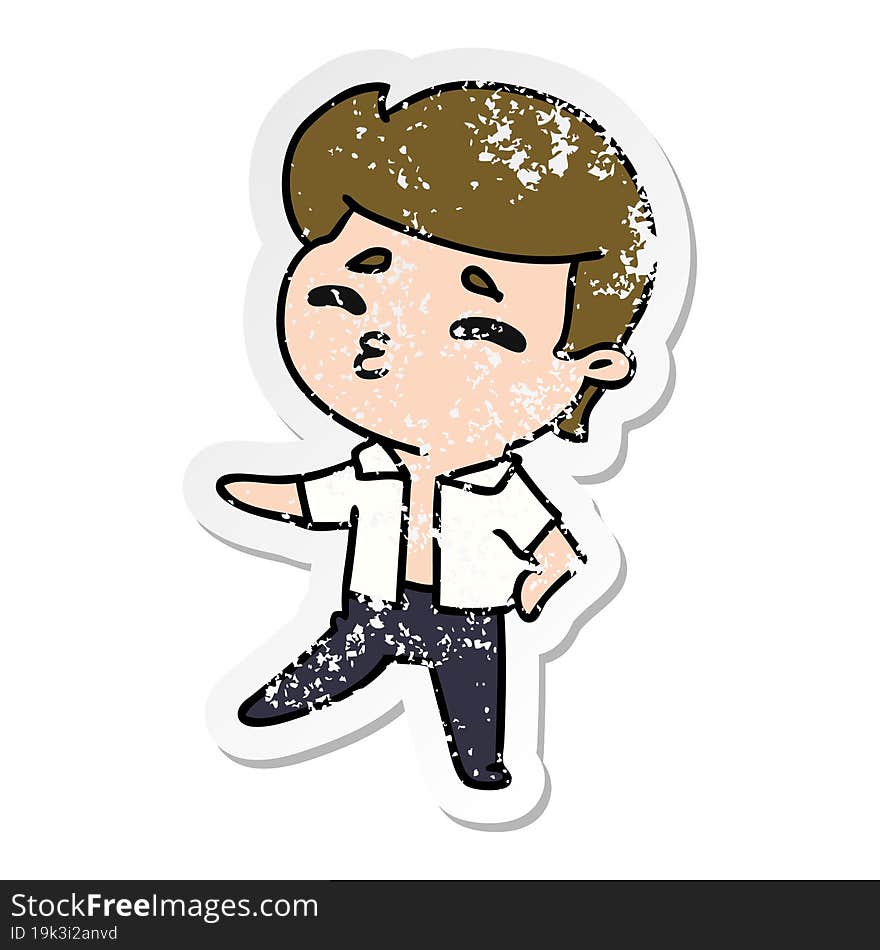 distressed sticker cartoon kawaii 1950 cute boy