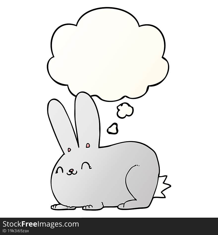 cartoon rabbit with thought bubble in smooth gradient style