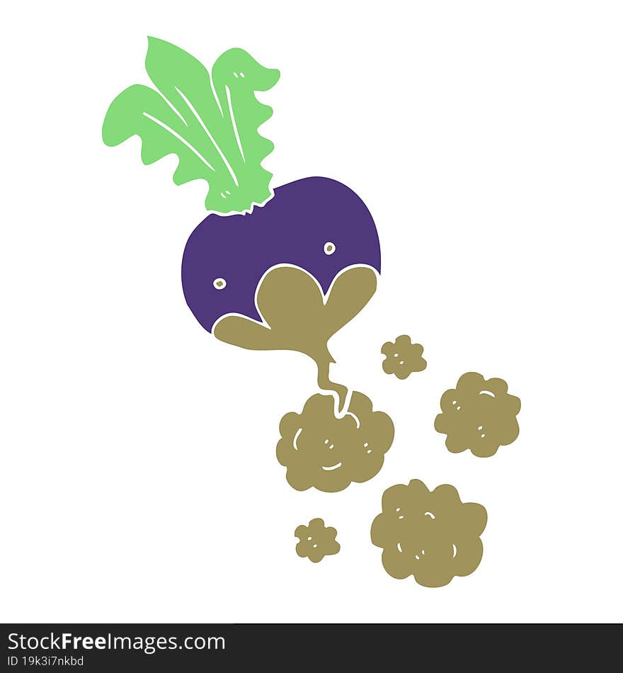 Flat Color Illustration Of A Cartoon Beet