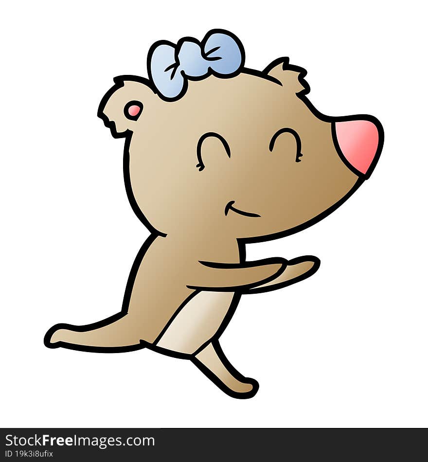 running female bear cartoon. running female bear cartoon