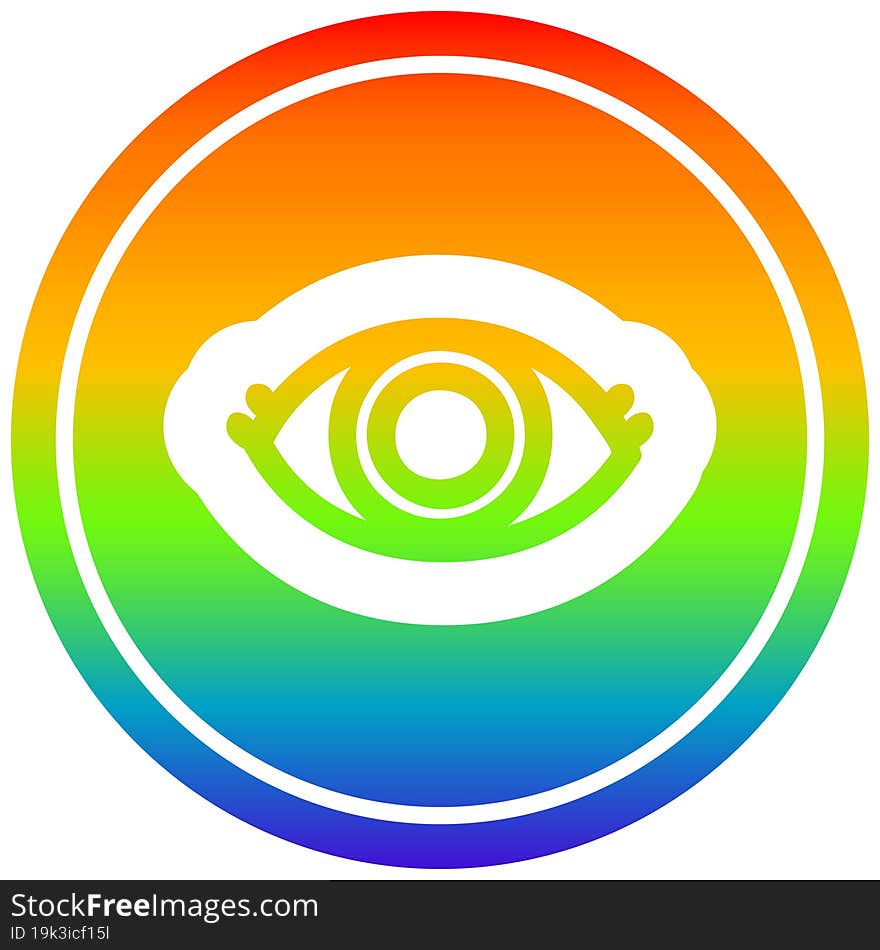 Staring Eye Circular In Rainbow Spectrum