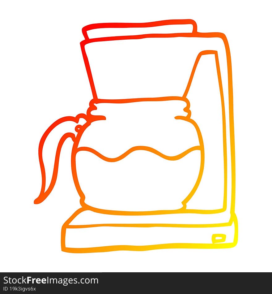 warm gradient line drawing of a cartoon coffee filter machine