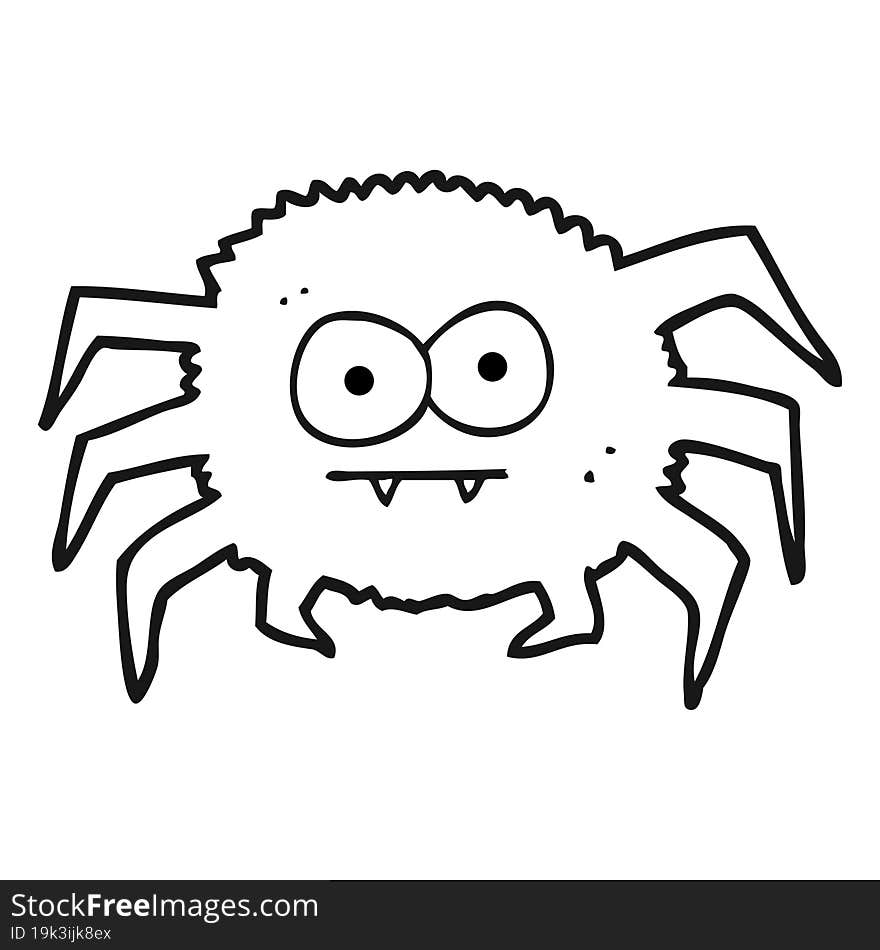 black and white cartoon spider