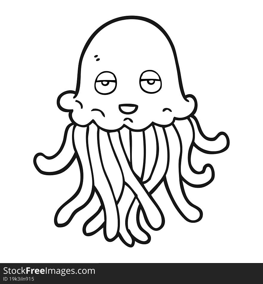 Black And White Cartoon Octopus