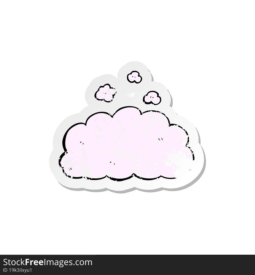 Retro Distressed Sticker Of A Cartoon Fluffy Pink Cloud