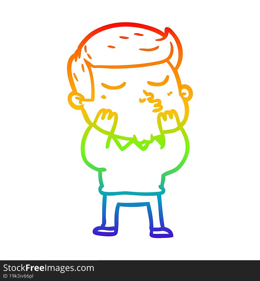 Rainbow Gradient Line Drawing Cartoon Model Guy Pouting