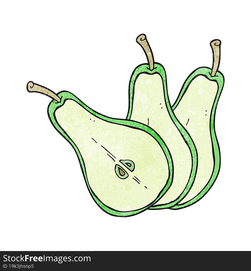 freehand drawn texture cartoon sliced pear