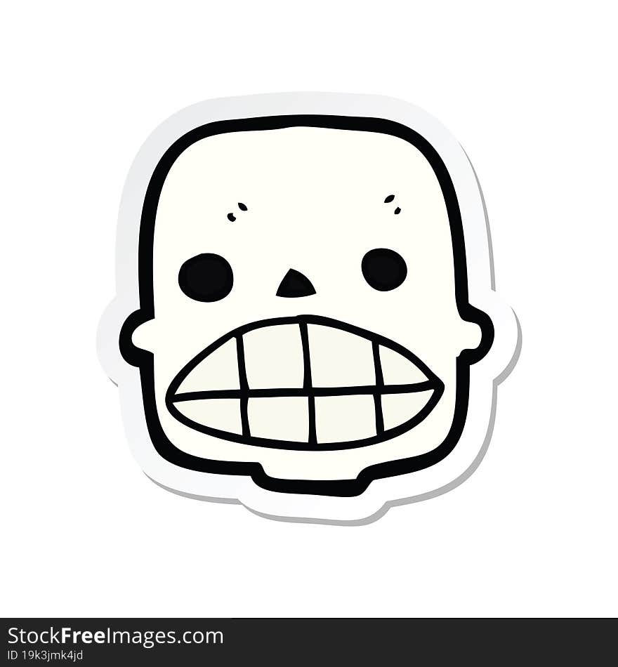 sticker of a cartoon skull