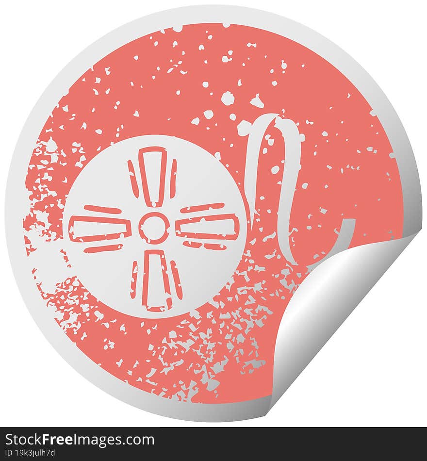 distressed circular peeling sticker symbol movie tape