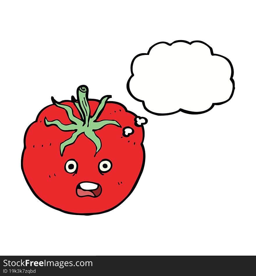 cartoon tomato with thought bubble