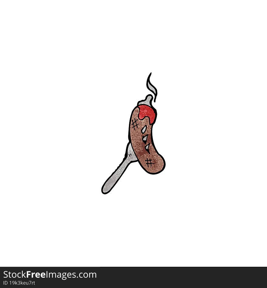 cartoon sausage on fork