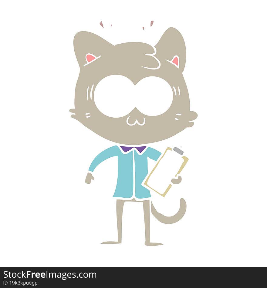 flat color style cartoon surprised office worker cat