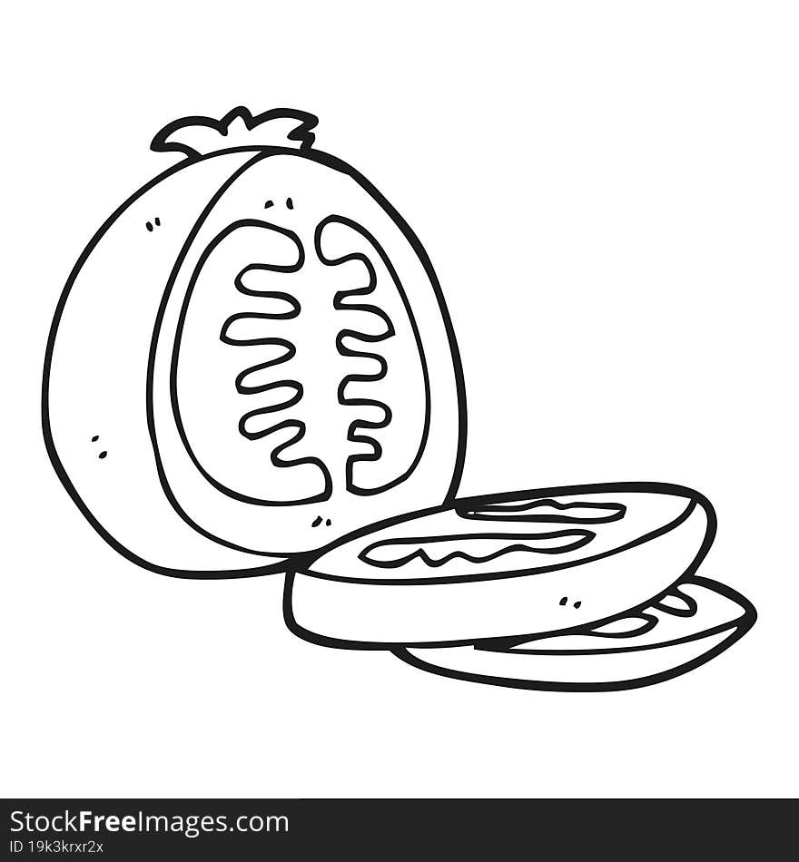 black and white cartoon sliced tomato