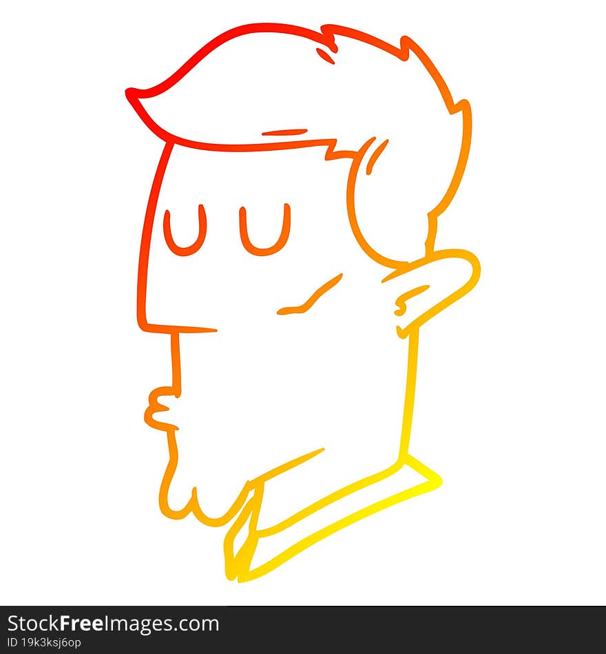 warm gradient line drawing cartoon serious man