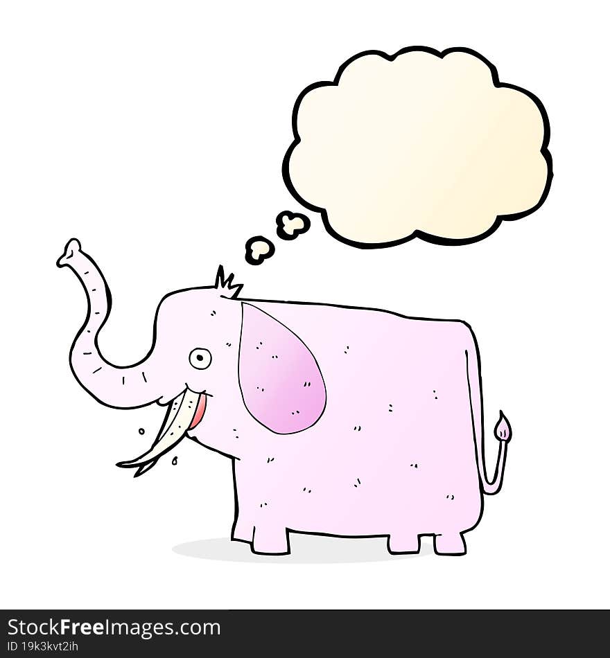 cartoon happy elephant with thought bubble