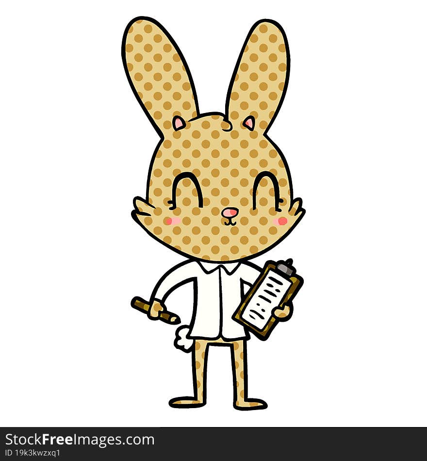 cute cartoon rabbit with clipboard. cute cartoon rabbit with clipboard