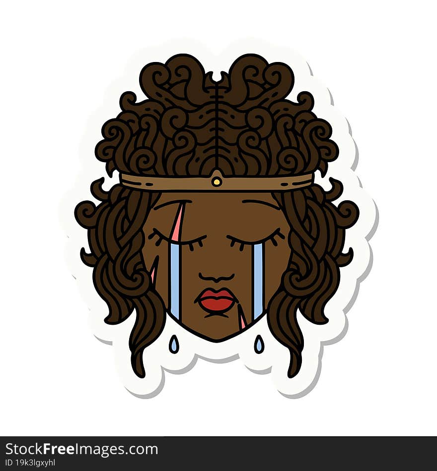 crying human barbarian sticker