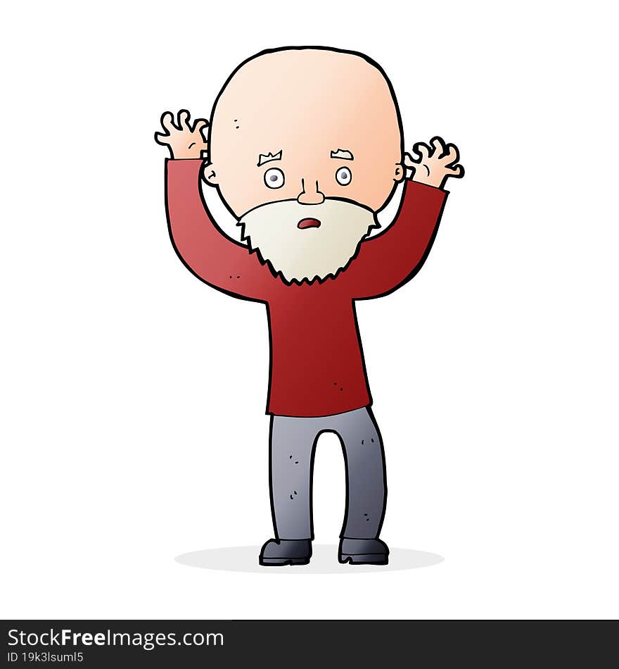 cartoon bearded man panicking