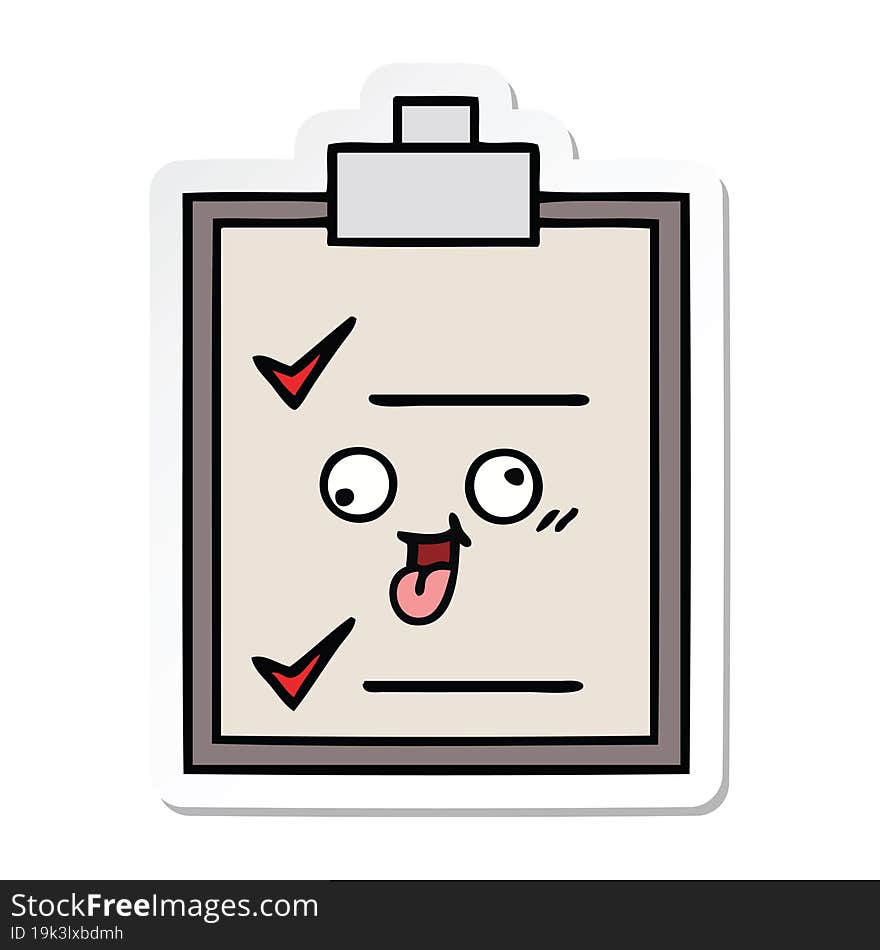 sticker of a cute cartoon check list