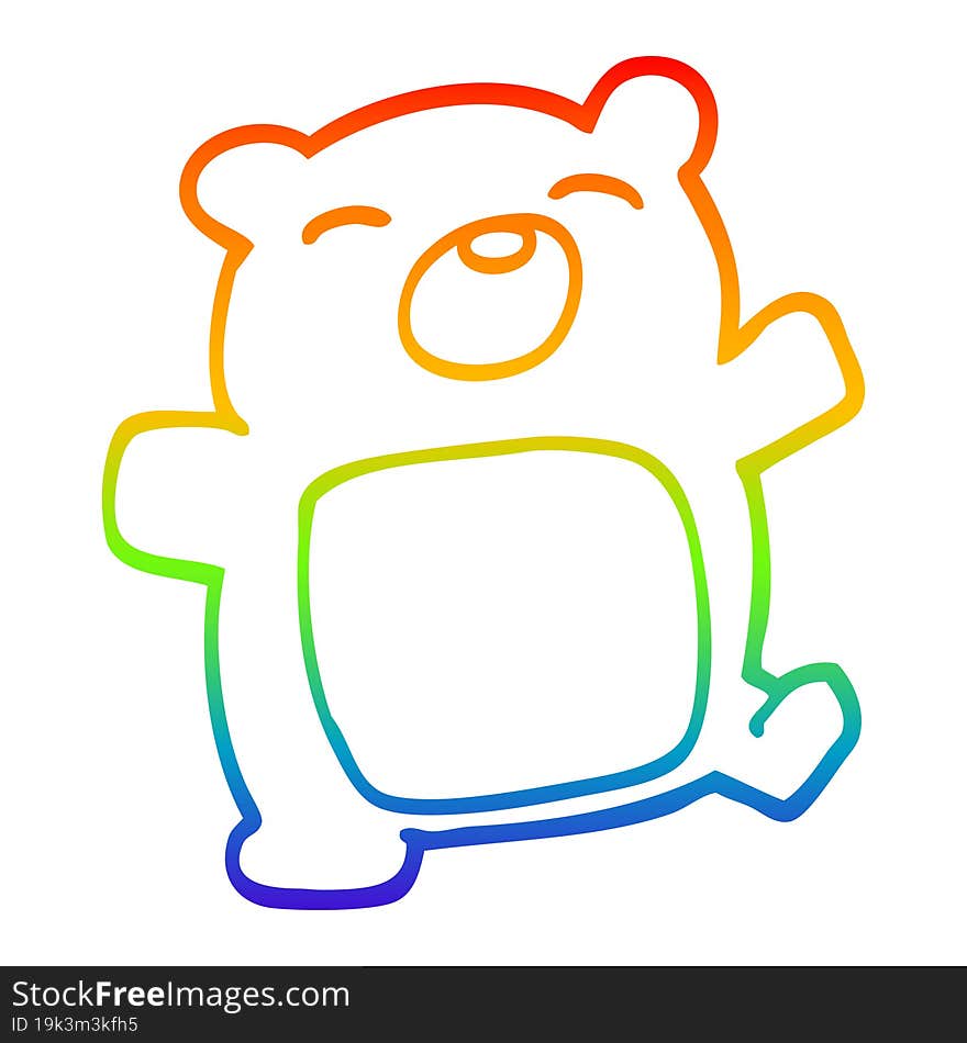 rainbow gradient line drawing cartoon teddy bear