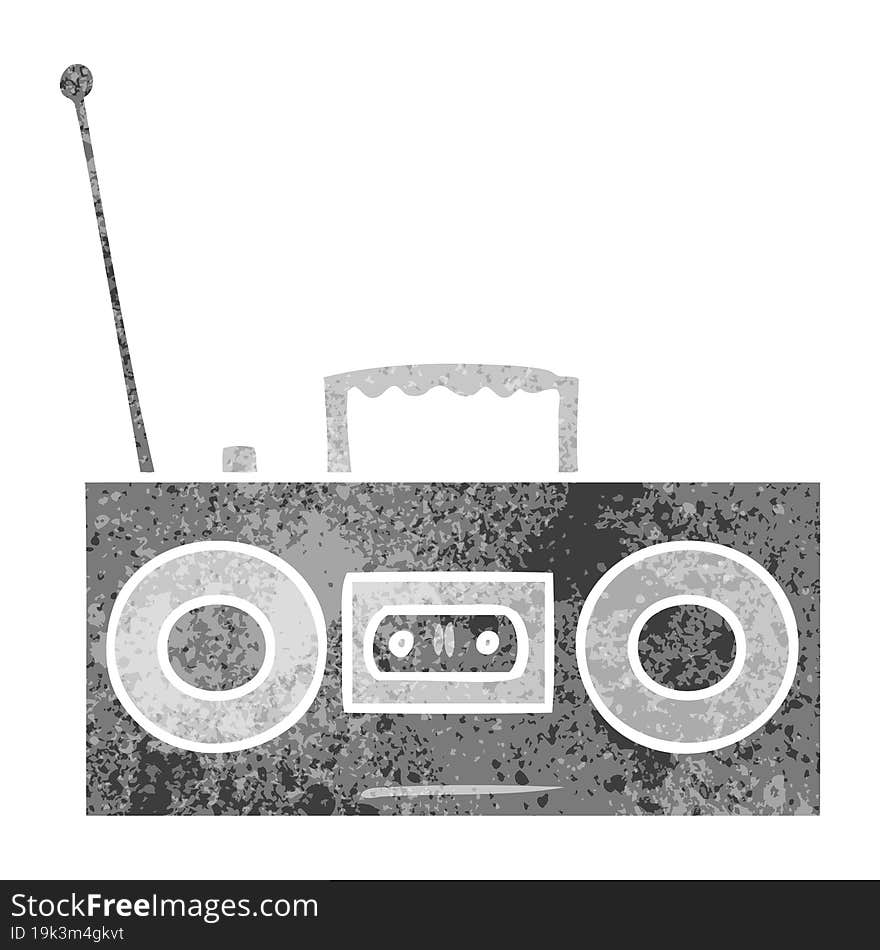 hand drawn retro cartoon doodle of a retro cassette player