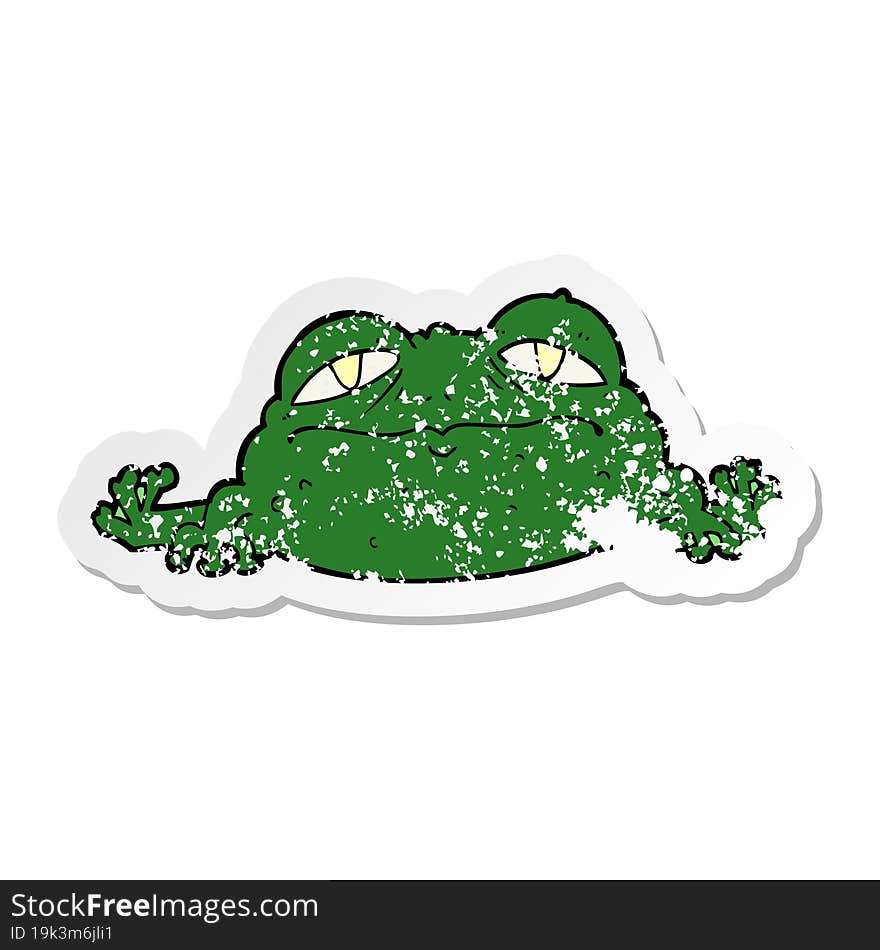 distressed sticker of a cartoon ugly frog