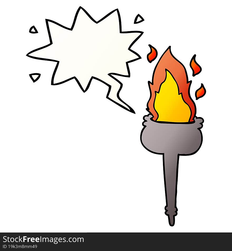 Cartoon Flaming Chalice And Speech Bubble In Smooth Gradient Style