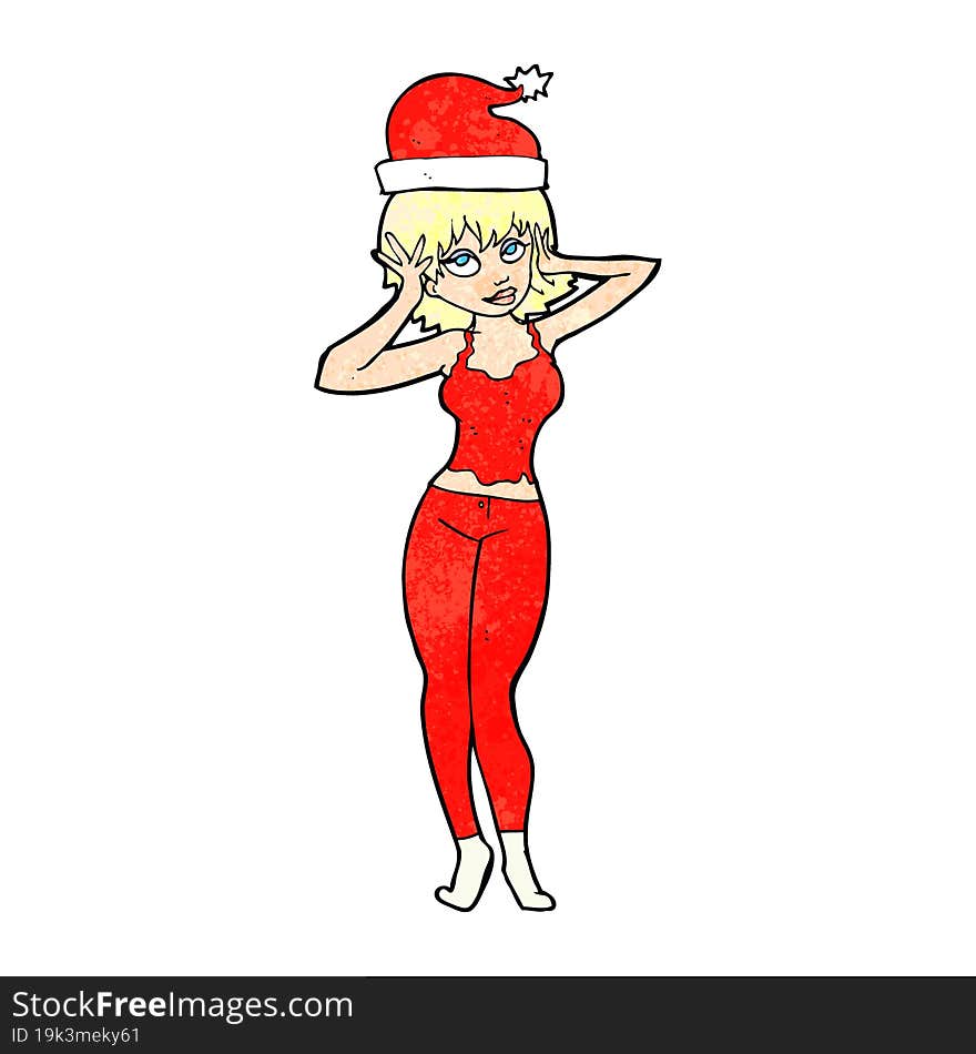 cartoon woman all ready for christmas