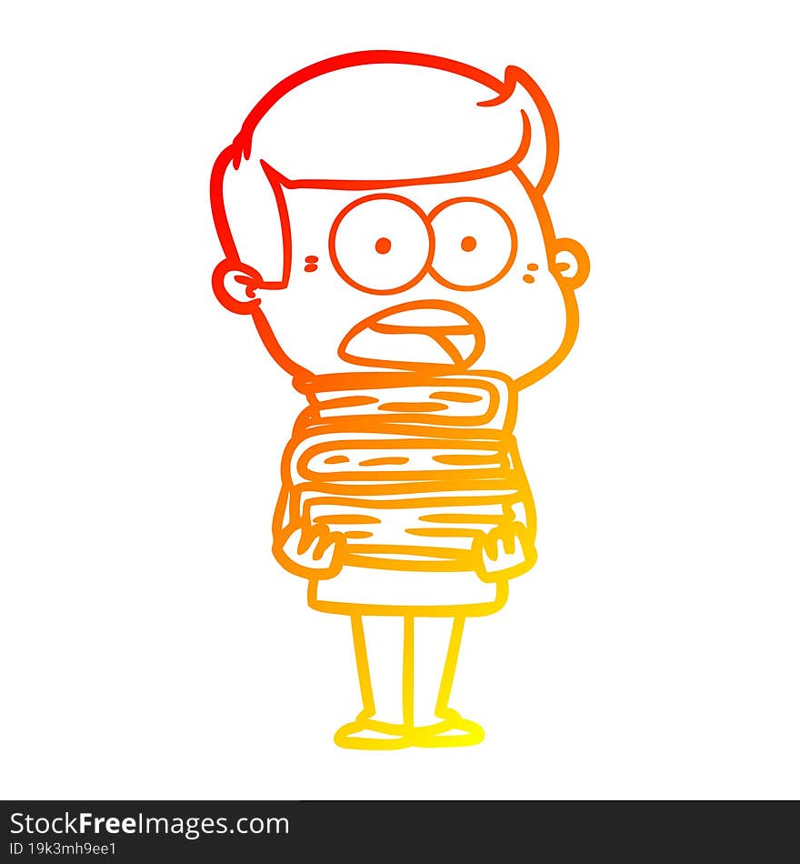 Warm Gradient Line Drawing Cartoon Shocked Man