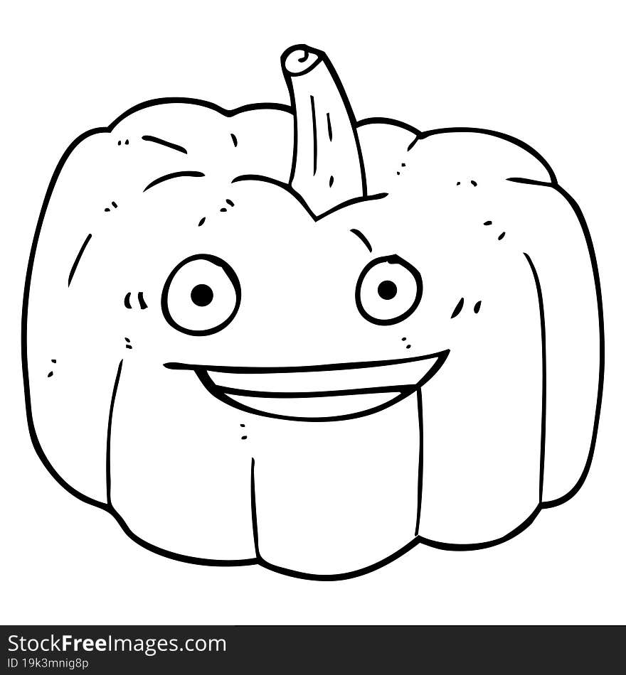 Black And White Cartoon Halloween Pumpkin