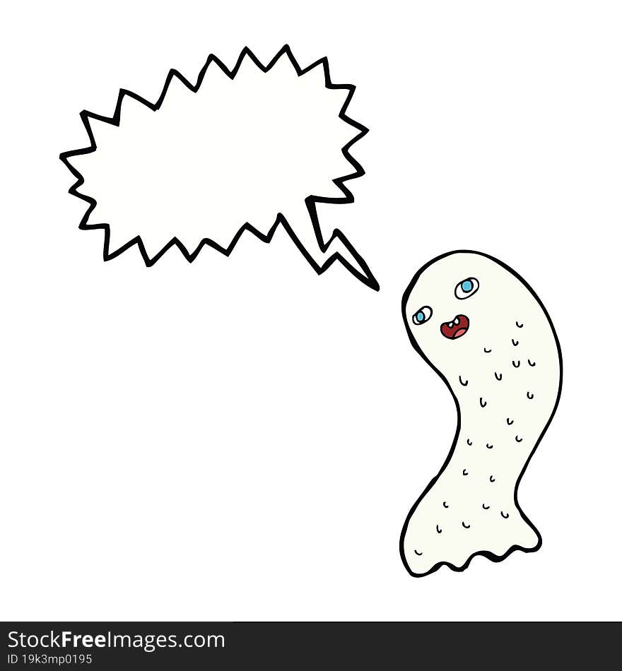 funny cartoon ghost with speech bubble