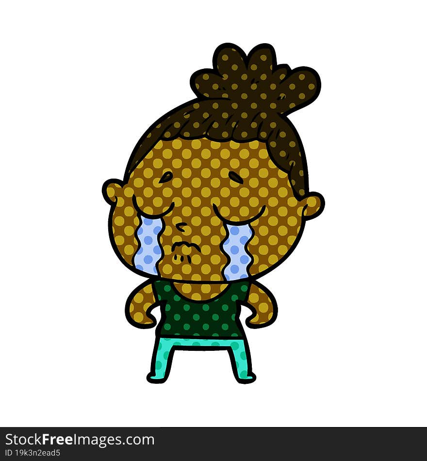 cartoon tough woman crying. cartoon tough woman crying