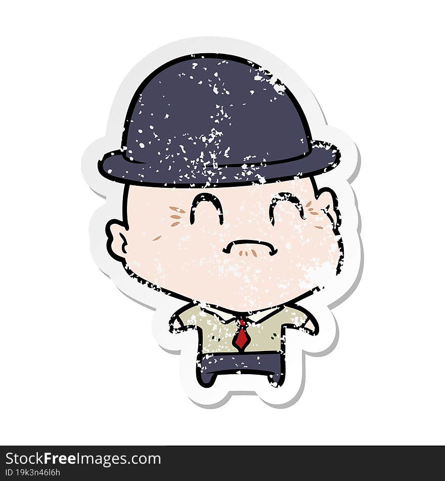 distressed sticker of a cartoon old businessman