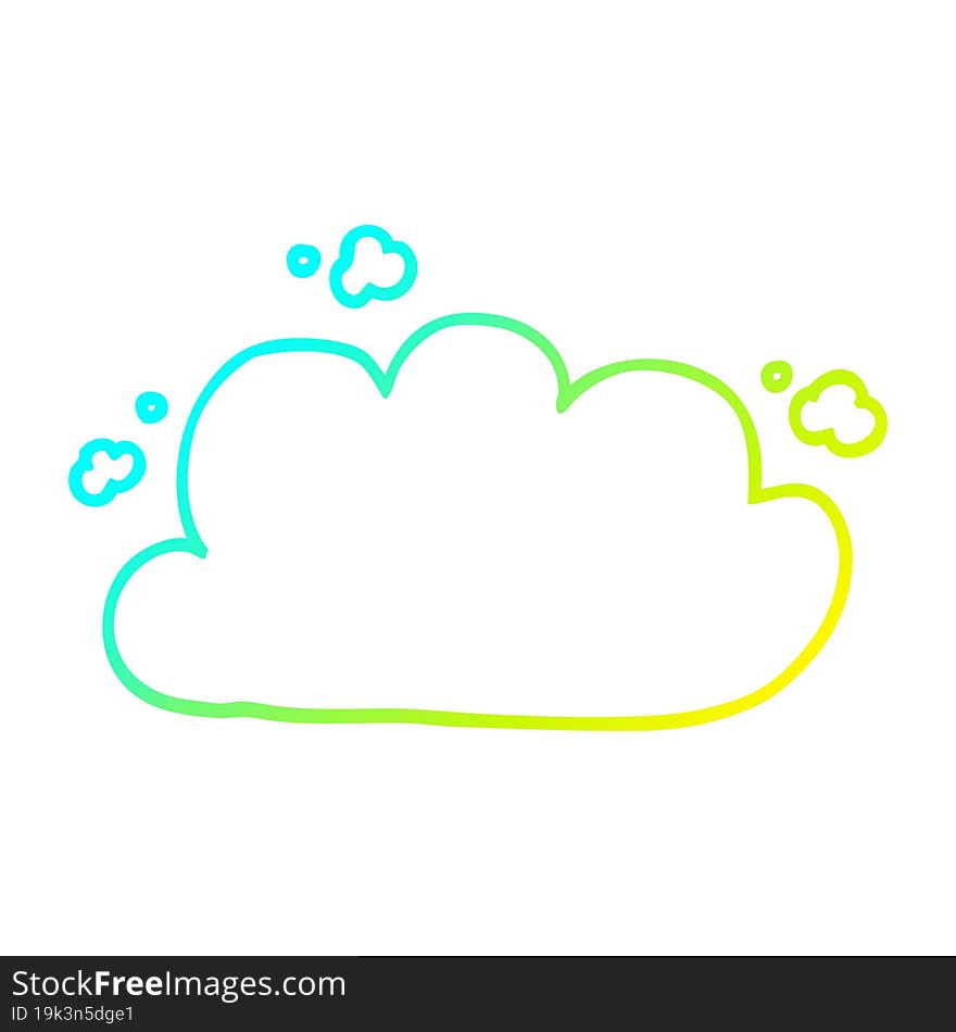 cold gradient line drawing cartoon storm cloud