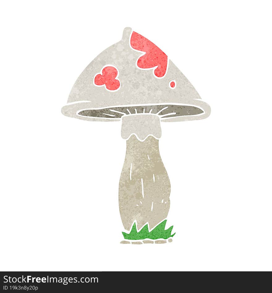 freehand retro cartoon mushroom