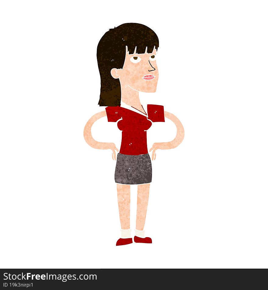 Cartoon Woman With Hands On Hips