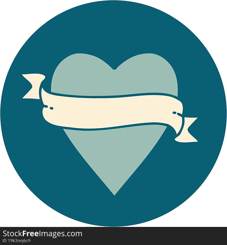 iconic tattoo style image of a heart and banner. iconic tattoo style image of a heart and banner