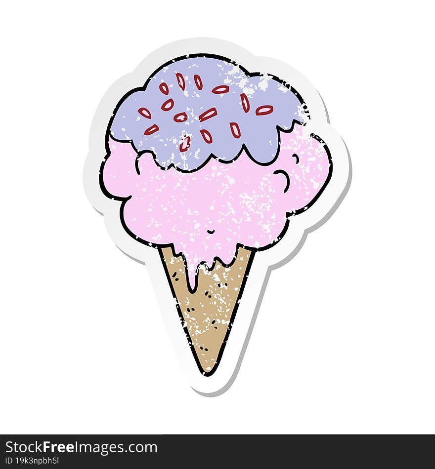 distressed sticker of a cartoon ice cream