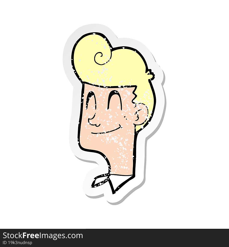 retro distressed sticker of a cartoon smiling man