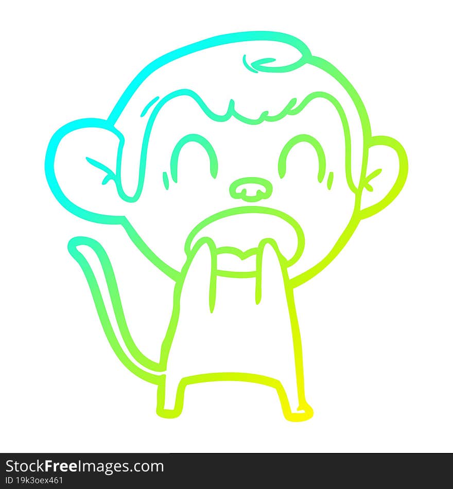 cold gradient line drawing shouting cartoon monkey