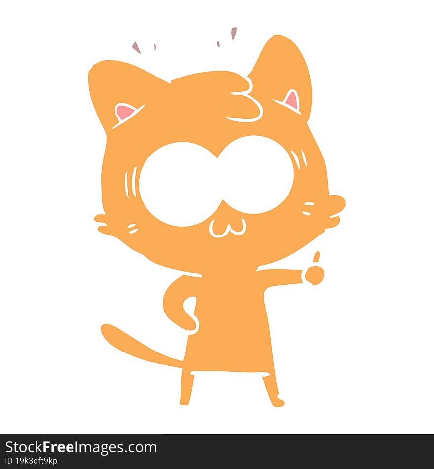 flat color style cartoon surprised cat