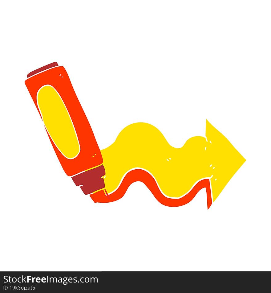 flat color illustration of a cartoon marker pen drawing arrow